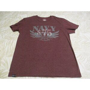 Jansport Navy Pride & Honor Graphic Mens T-Shirt Large Maroon Cotton Blend Short